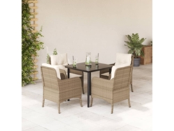 Juego de comedor de jardín de 5 piezas con cojines de mimbre beige de DKD Home Decor
