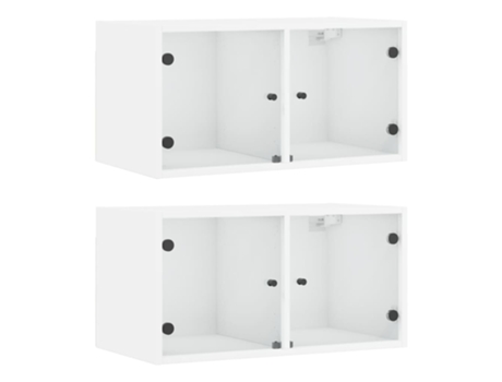Conjunto 2 Mueble pared VIDAXL con puertas de vidrio blanco (68.5 x 37 x 35 cm)