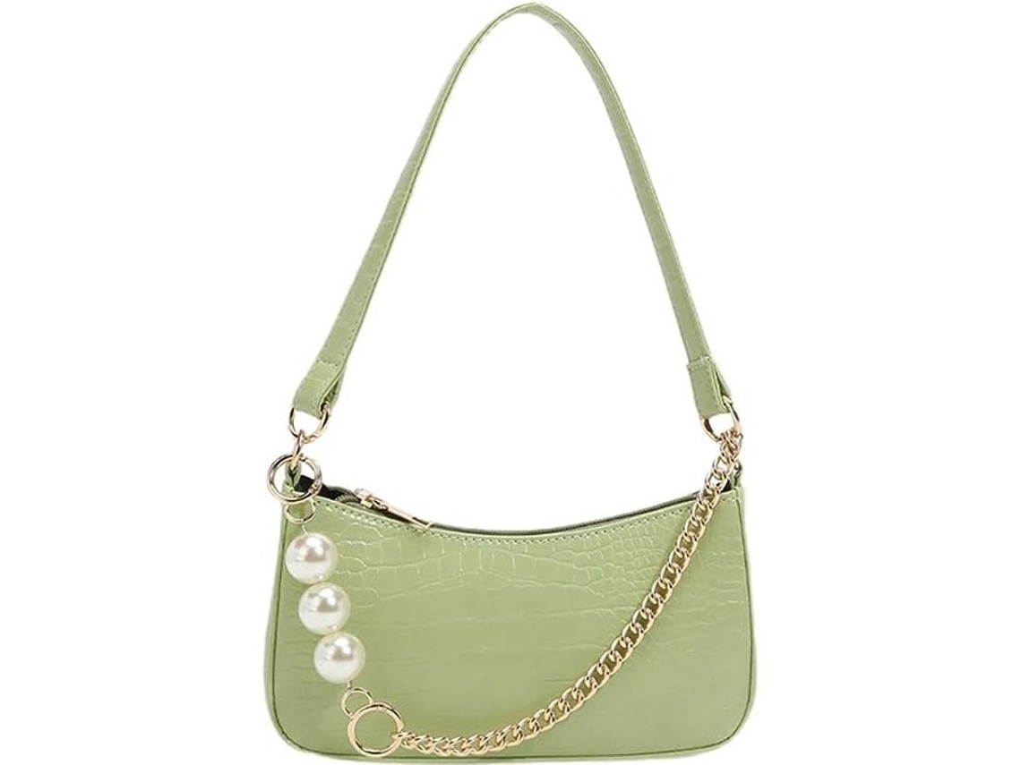 Bolso Pequeño De Mano Con Estampado De Cocodrilo Y Perlas, Bolso De Mano Vintage Retro De Piel Sintética Para Mujer.