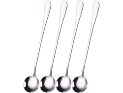 Cucharas largas de acero inoxidable para mezclar cócteles y batidos, 4 unidades.
