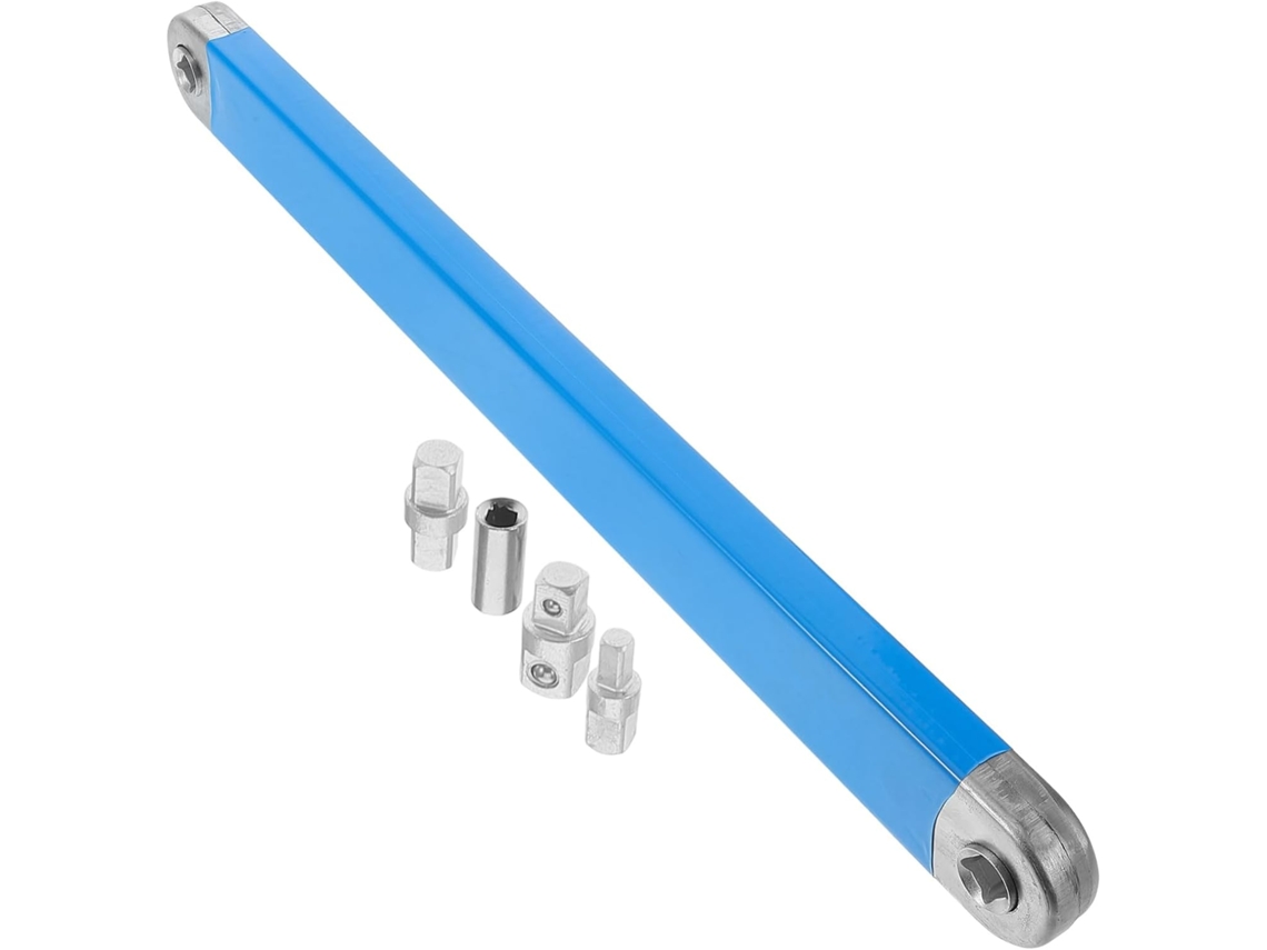 Juego de llaves de carraca acodadas azules, con extensión de acero reforzado para mecánicos.