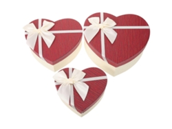Juego de 3 cajas de regalo con forma de corazón y lazo, elegantes y modernas. Hengjian