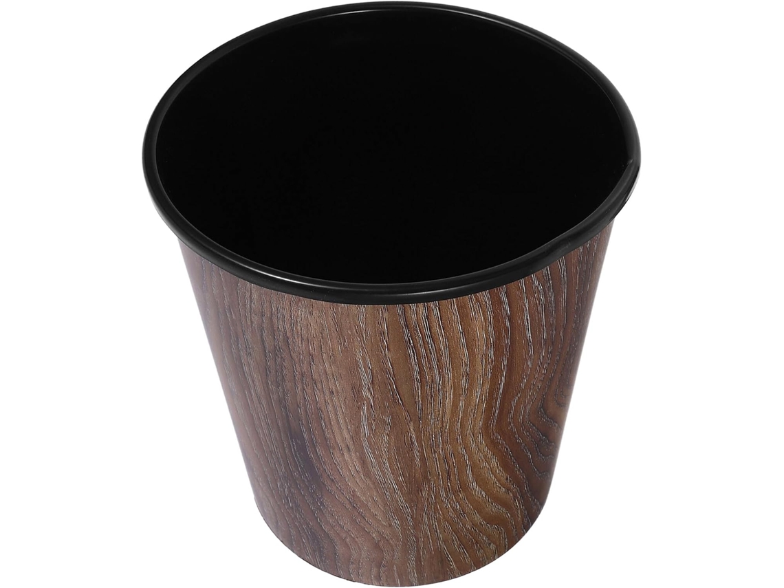 Cubo de basura de plástico con apariencia de madera, duradero, para almacenar residuos de cocina, oficina o sala de estar.