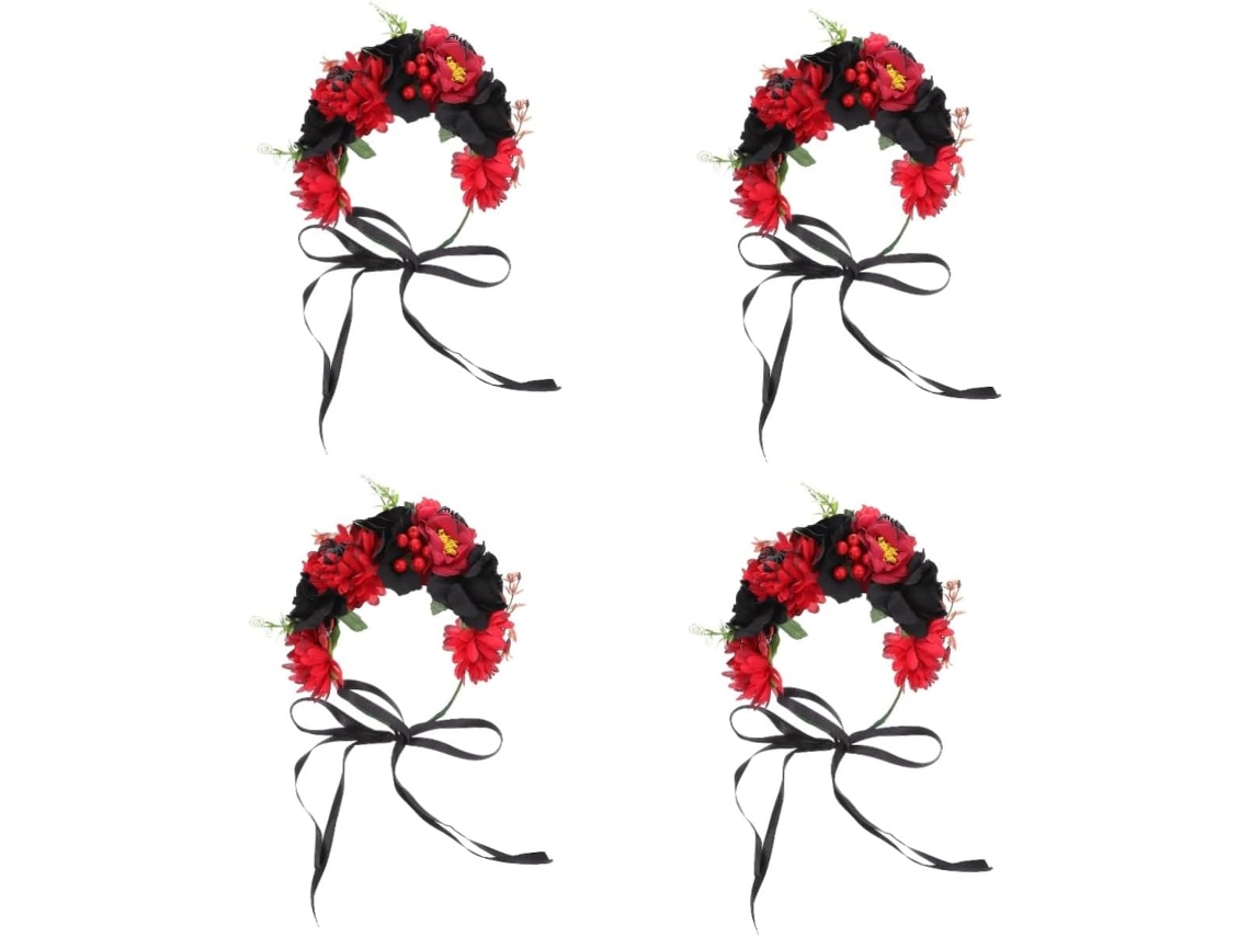 4pièces Corona De Fleurs Pour Halloween Et Noël Accessoire Tête Fêtes Cosplay