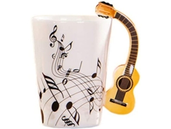 Taza De Cerámica Con Forma De Guitarra Y Notas Musicales Para Café Y Té, 250 Ml, Regalo Único.