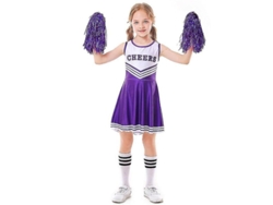 Traje De Cheerleader Para Niñas 3-10 Años Con Pompones Deportivo Escolar Flm150cm Morado 150cm Morado