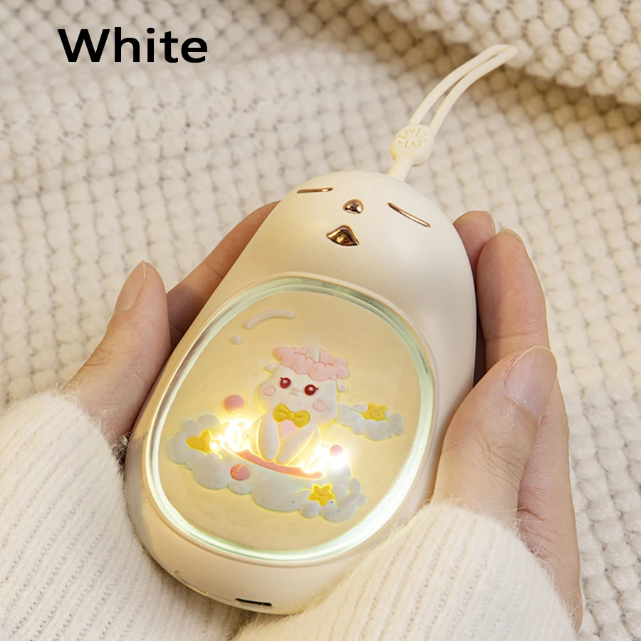 (blanco) Calentador De Manos Con Luz Nocturna, Lindo Diseño De Nube De Tesoro, Lámpara Creativa Pintada, Regalo Para Niñas