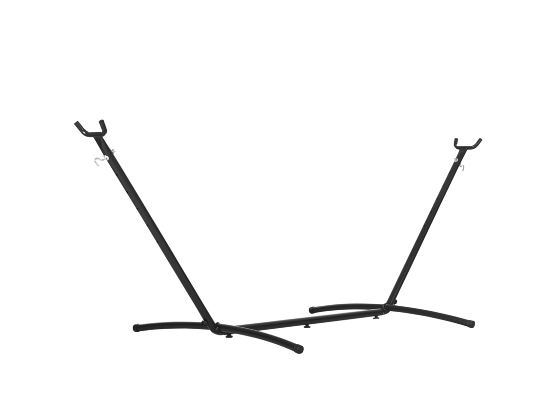 Soporte metálico para hamaca con ganchos, 280 cm, color negro.