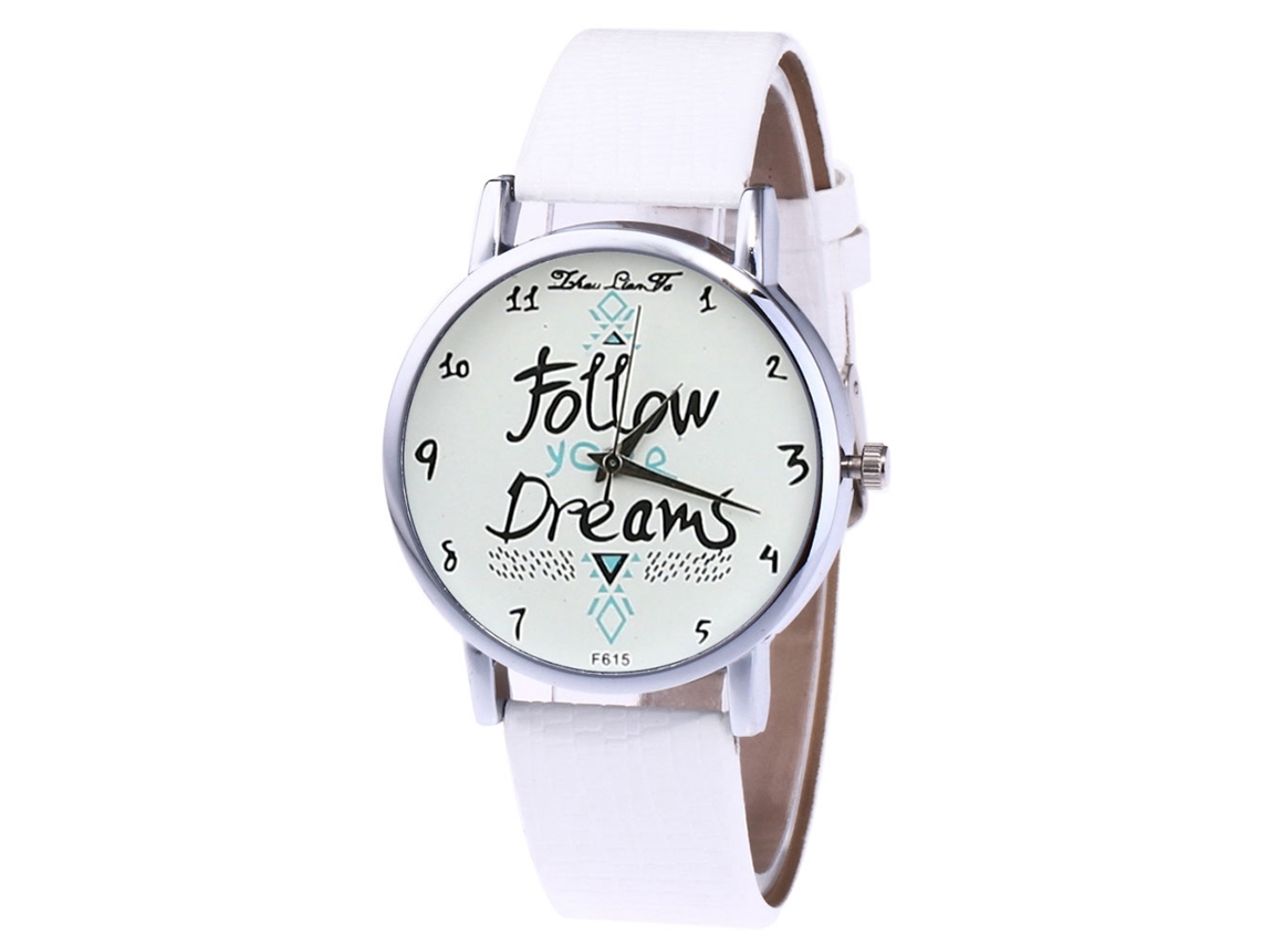 Reloj De Cuarzo Unisex Con Correa De Cuero Pu, Dial Con Letras, Zhoulianfa (blanco)