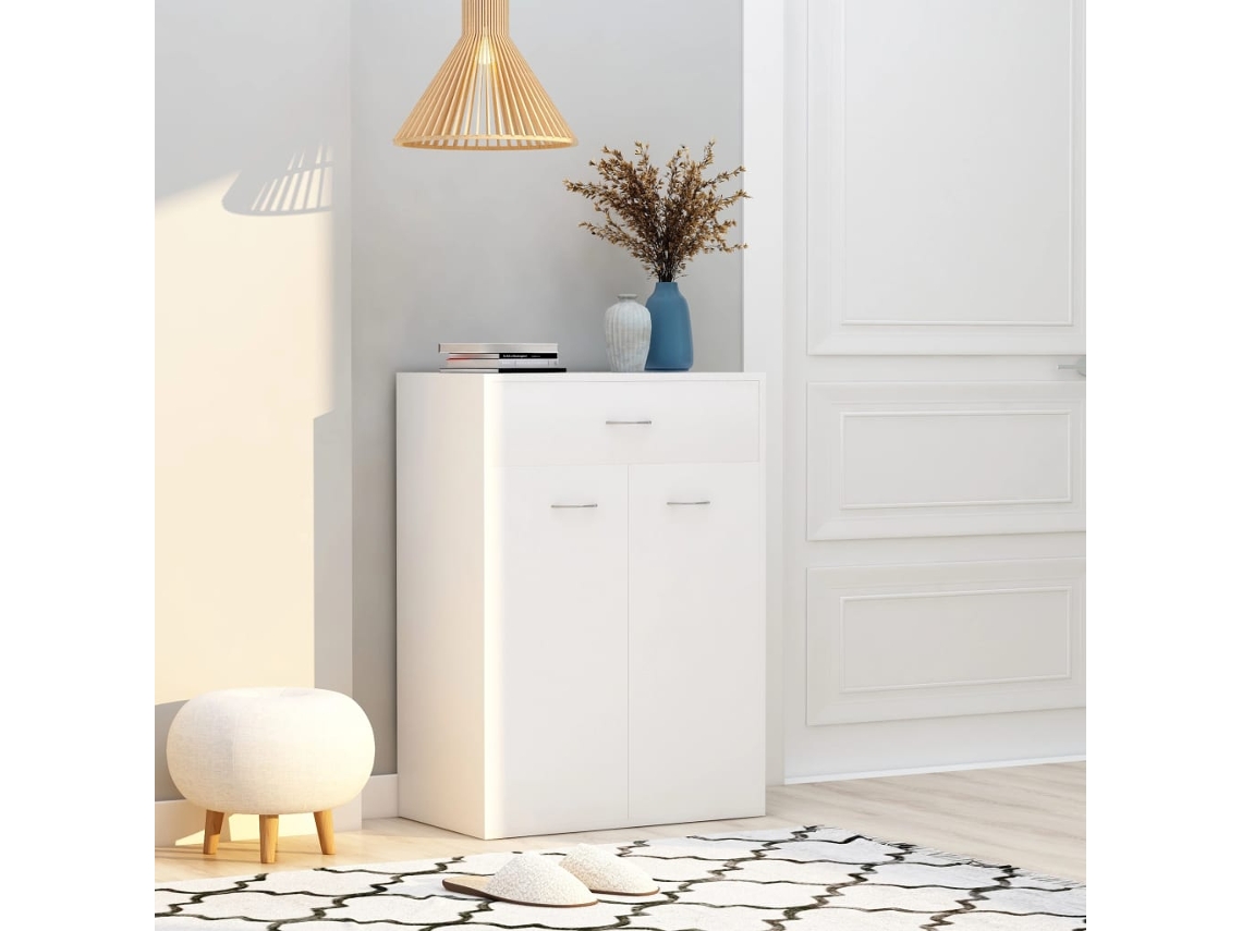 Mueble Zapatero | Armario Zapatero De Madera Contrachapada Blanco 60x35x84 Cm