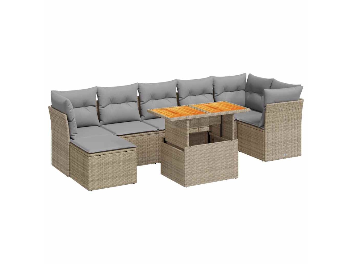 Conjunto 8 De Sofás Para Jardín VIDAXL Beige Poli Ratán(100 x 55 x 73 cm)