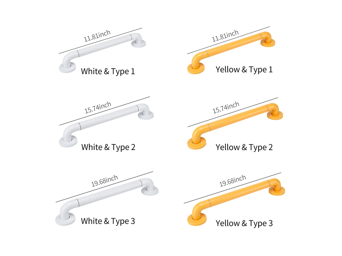 Barra de apoyo para baño de acero inoxidable de 16 pulgadas con anillo de luz blanco/amarillo opcional