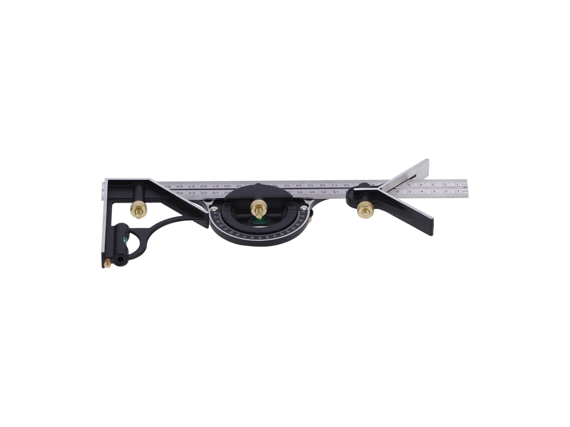 Regla Combinada De Acero Inoxidable De 300 Mm Con Nivel Y Protector De Ángulo - Herramienta De Medición Para Carpintería