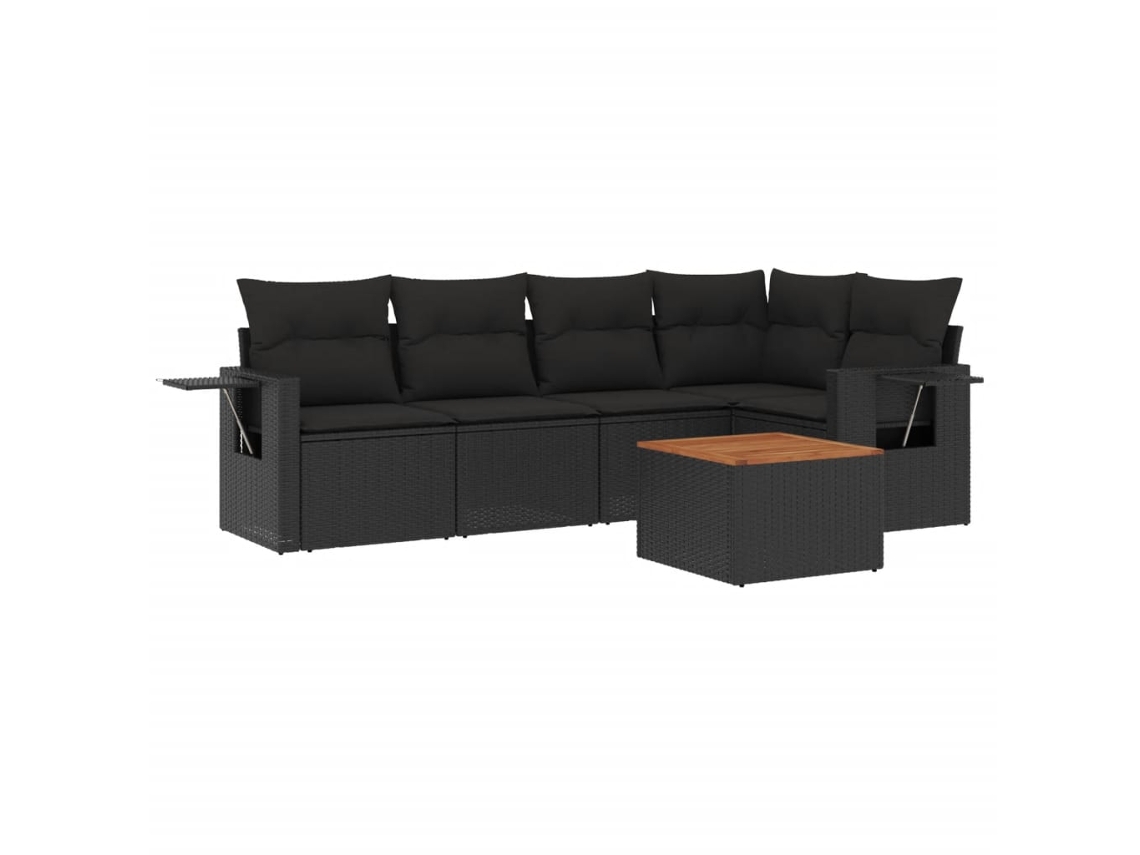 Maison Exclusive - Set De Sofás De Jardín 6 Piezas Y Cojines Ratán Sintético Negro
