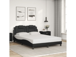 Estructura De Cama Sin Colchón Cuero Sintético Negro 140x200 Cm