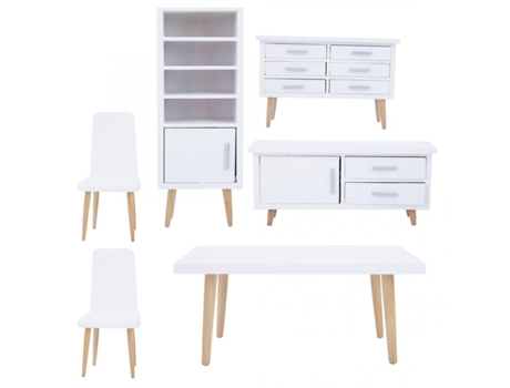 Casa de Muñecas En Miniatura Muebles de Madera Modelo Jugar Juguete Sala de Estar 6Pcs