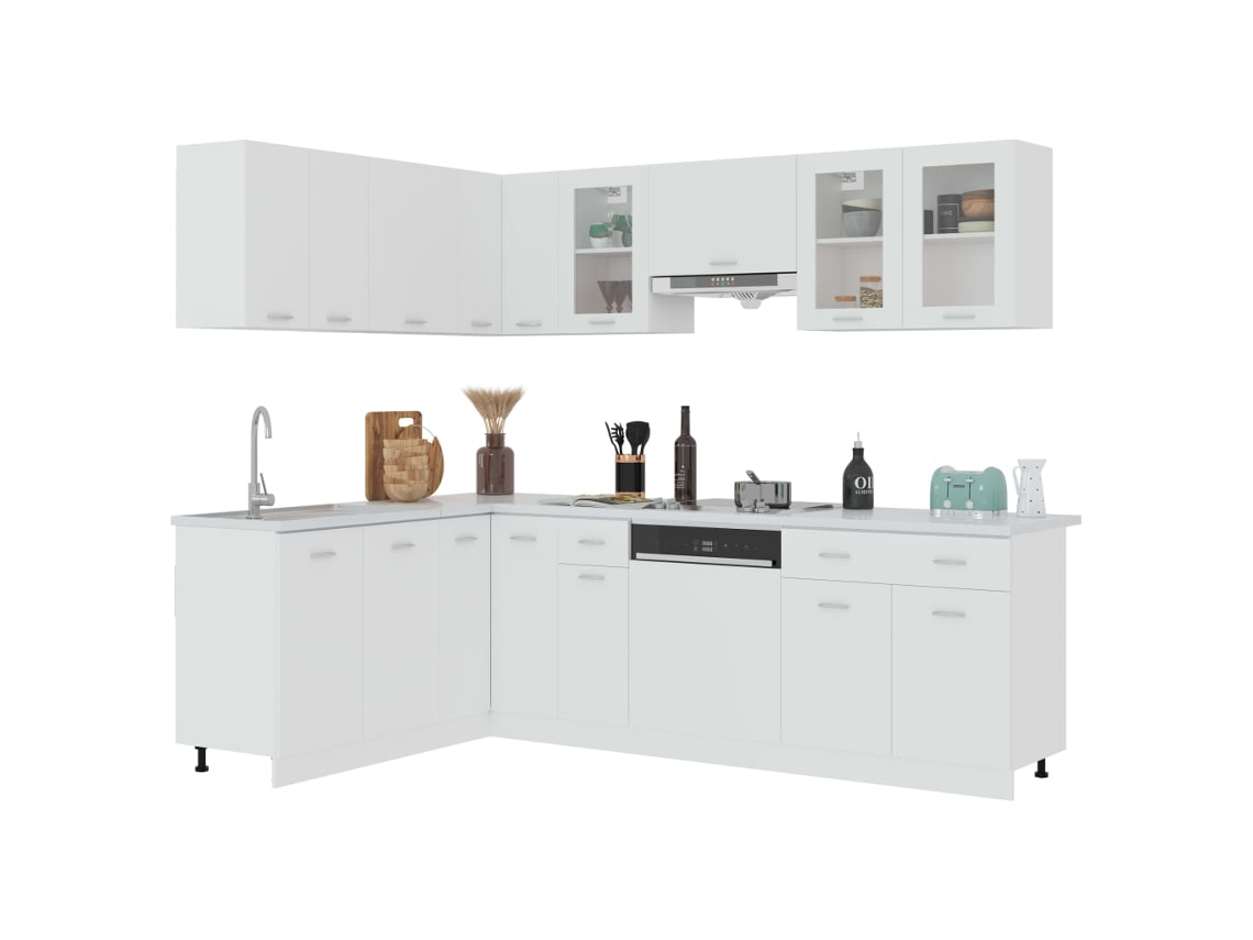Maison Exclusive - Conjunto De Armarios De Cocina "lyon" De 11 Piezas De Madera De Ingeniería Blanca