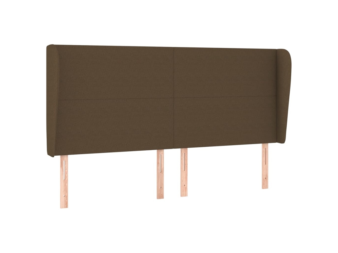 Maison Exclusive - Cabecero Con Orejas De Tela Marrón Oscuro 203x23x118/128 Cm