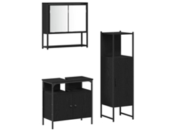 MAISON EXCLUSIVE Conjunto de muebles de baño de 3 piezas, madera procesada negra