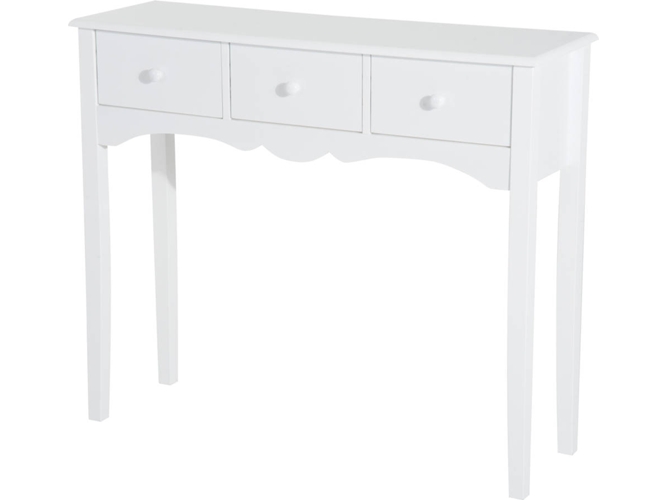 Homcom Mueble Mesa recibidor tipo consola de entrada y auxiliar 3 cajones color blanco material madera 100x32x85cm 833313 100 32 85