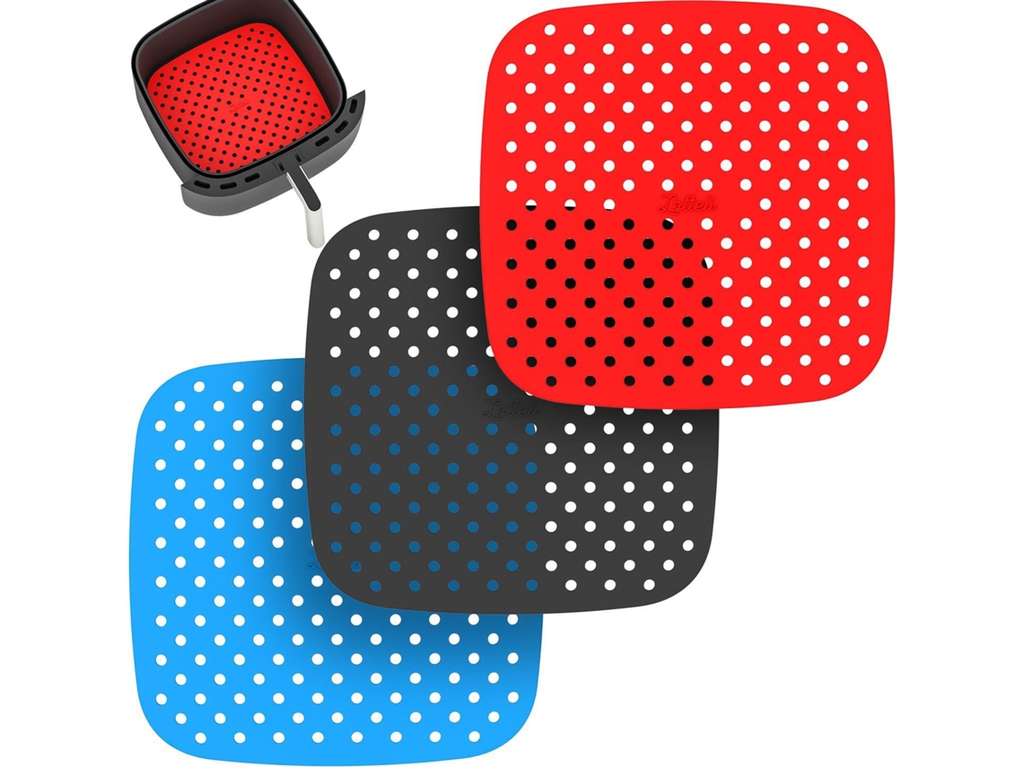 Forros de silicona reutilizables para freidoras, 3 unidades, negro, rojo y azul