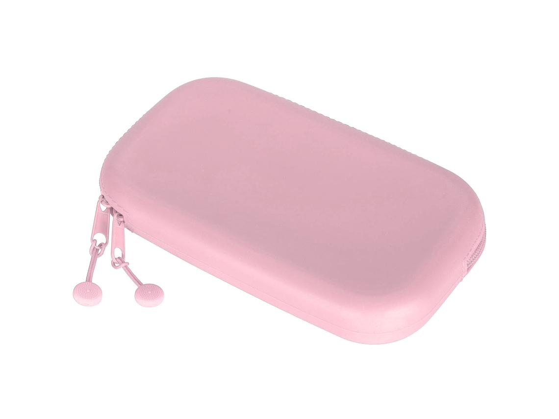 Estuche De Silicona Para Lápices Con Cremallera, Estuche Escolar, Material Duradero, Color Rosa.