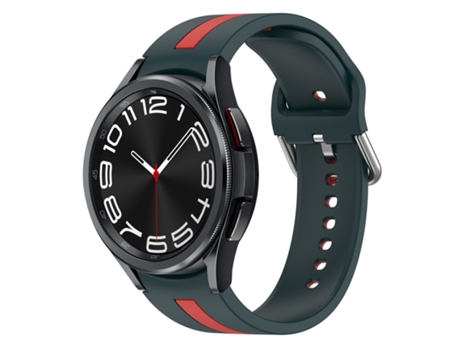 Correa de reloj inteligente para Samsung Galaxy Watch 6 Classic 47 mm Correa de silicona bicolor (verde oscuro + rojo)