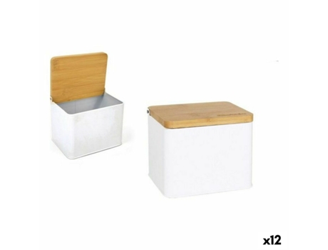 Salero con Tapa PRIVILEGE Metal Bambú 14 x 11 x 11 cm (12 Unidades) (14 x 11 x 11 cm)