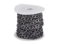 Cadena De Aluminio Alcolchoa De 9 Metros (32,8 Pies) Para Manualidades Y Joyería, Color Plata Y Negro.