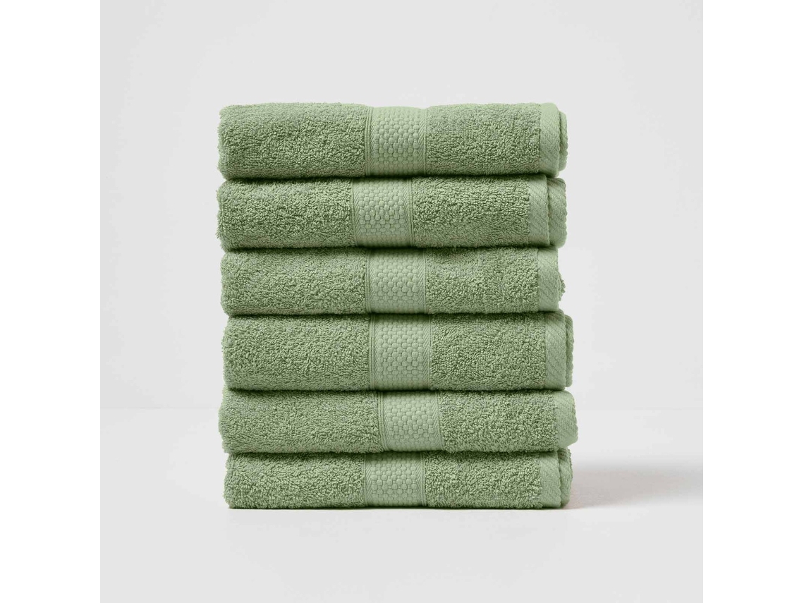 Homescapes Turkish Cotton Hand Towel Set Of 6, Sage Green