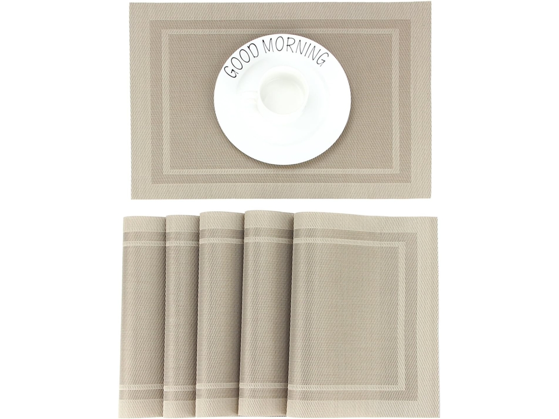 Tapa Para Vaso - Material Pvc - 45 X 30 Cm - 6 Juegos - Beige