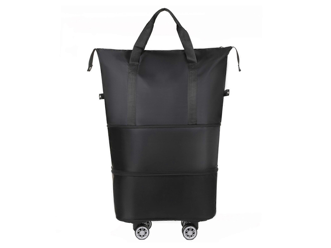 Maleta de viaje con ruedas Giecy negra, bolsa de almacenamiento con polea y ruedas desmontables, gran capacidad, expandible, impermeable