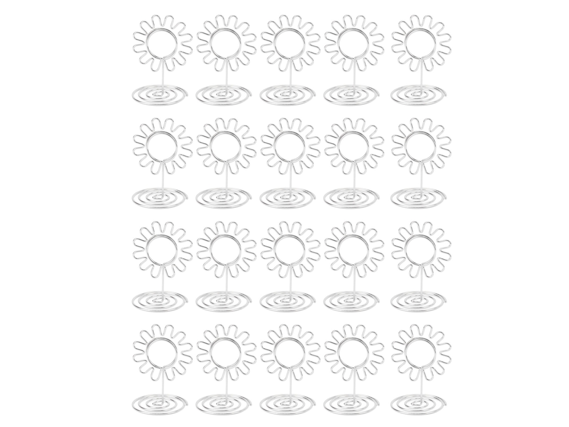 20pcs Portavasos De Mesa De Alambre Dorado Reutilizable Para Bodas Aniversarios Fiesta Portarretratos Portatárjetas De Mesa Plata