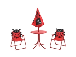 Maison Exclusive - Set Mesa Y Sillas De Jardín Infantil 3 Pzas Con Sombrilla Rojo
