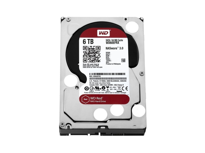 Disco HDD Interno WESTERN DIGITAL WD60EFRX (6 TB - SATA - 5400 RPM)