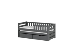 Cama Infantil FURNLUX Bolko (Grafito, Madera Maciza - 88X198X78 Cm / 80X190 Cm)