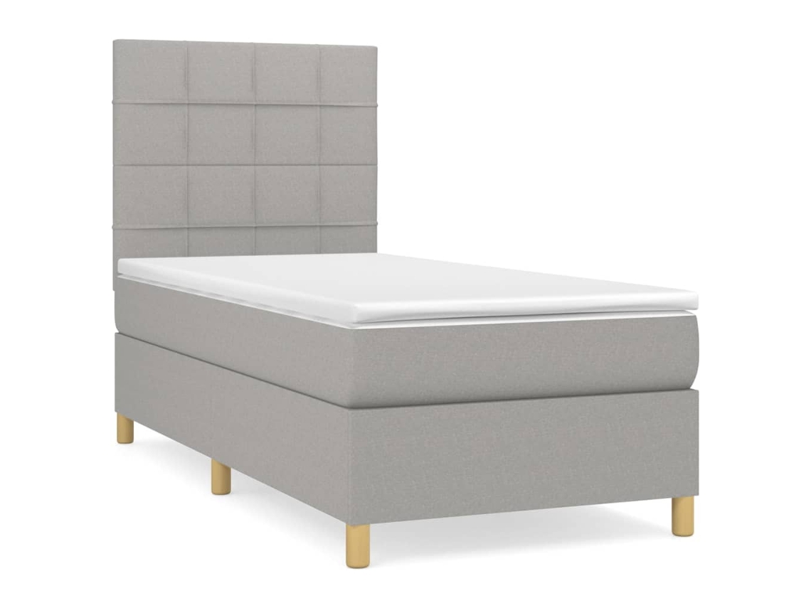 Maison Exclusive - Cama Box Spring Con Colchón Tela Gris Claro 80x200 Cm
