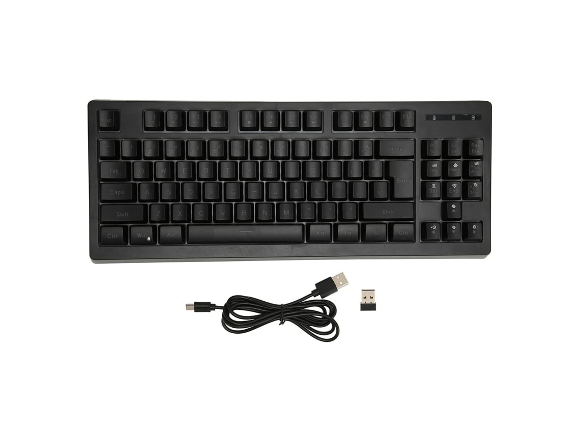 Baoj-2026teclado Sem Fio 2.4g 87 Teclas Com Retroiluminação Rgb Bateria 1800mah Para Escritório Win 7/8 Preto