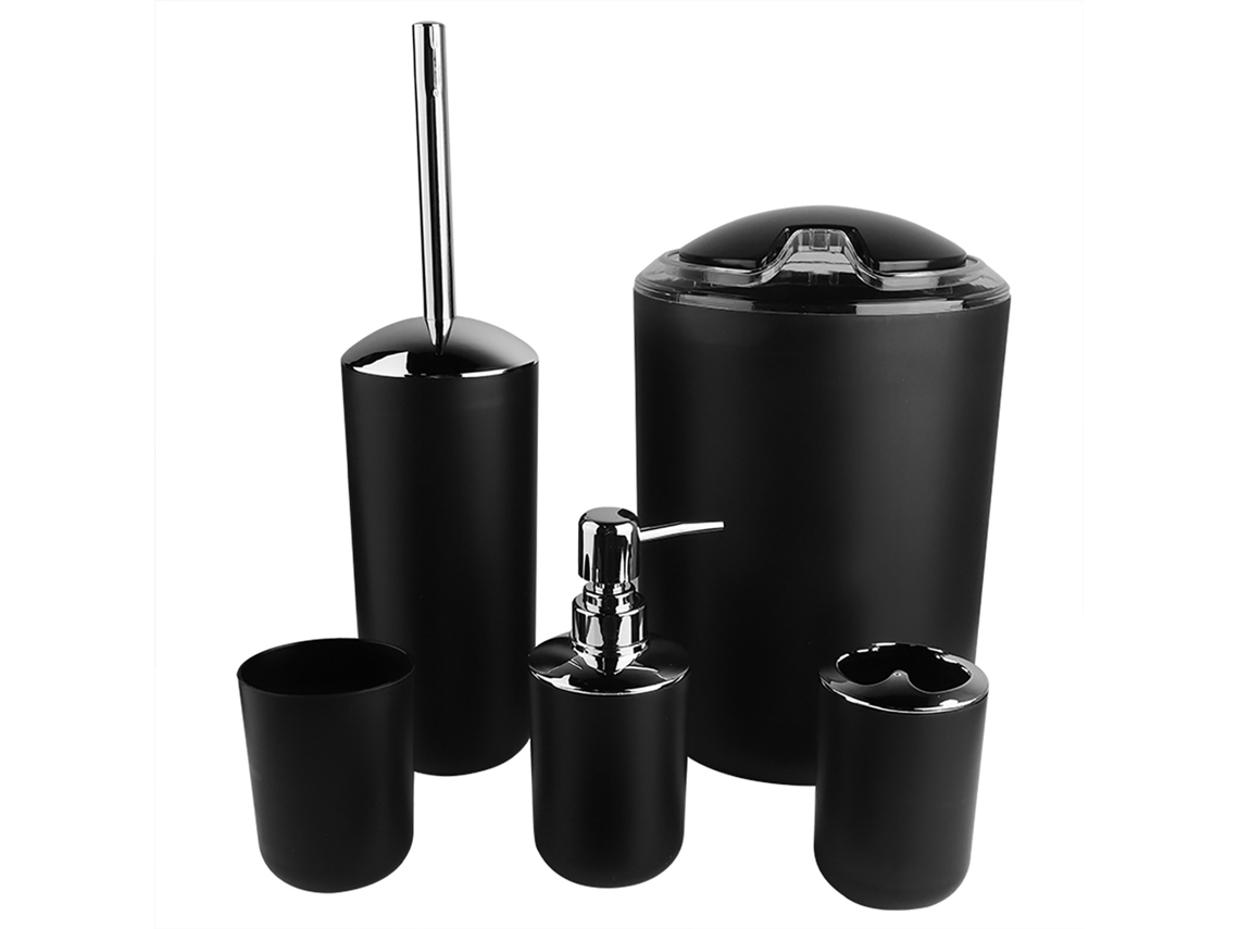 Juego de accesorios de baño de 6 piezas en color negro