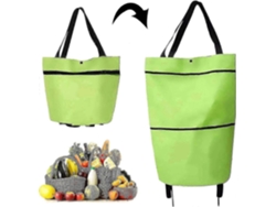 Carrito de compras plegable 2 en 1 con cremallera de dos etapas, ruedas y bolsa de compras. GOKOCO