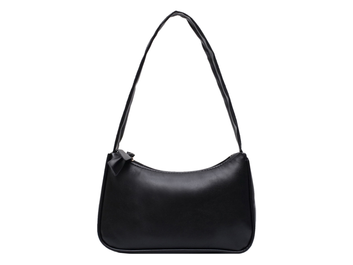 Bolso de hombro para mujer de piel sintética con bolsillo retro y lazo