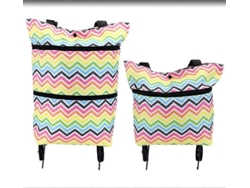 Bolsa de la compra plegable con ruedas, reutilizable, portátil, de tela Oxford, con cierre a mano. GOKOCO (estampado de ondas)