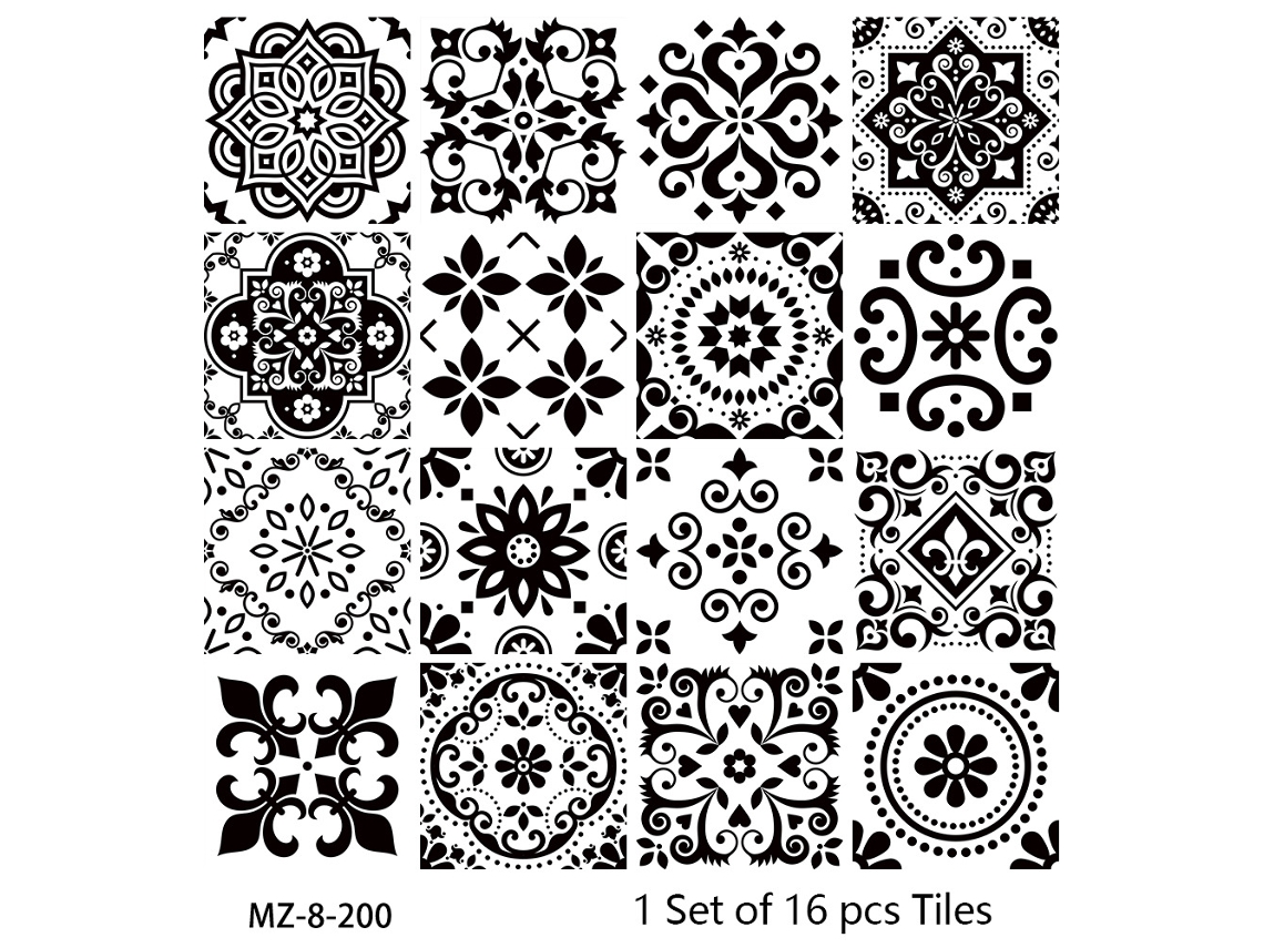16 piezas de adhesivo de pared estilo retro blanco y negro Kofihety