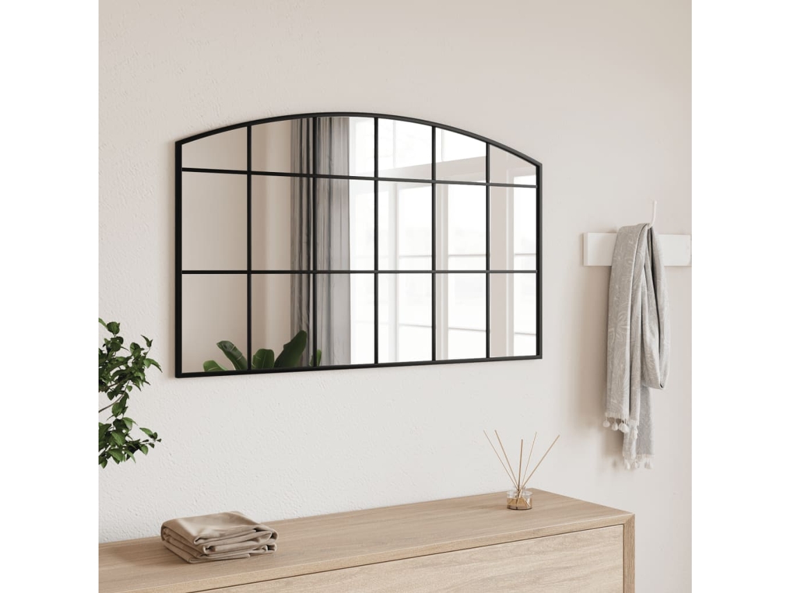 Espejo de pared arco de hierro negro 100x60 cm N/A
