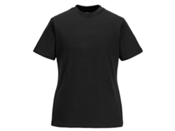 Camiseta de mujer 100 % algodón, cómoda y con estilo, negra, talla L, Portwest