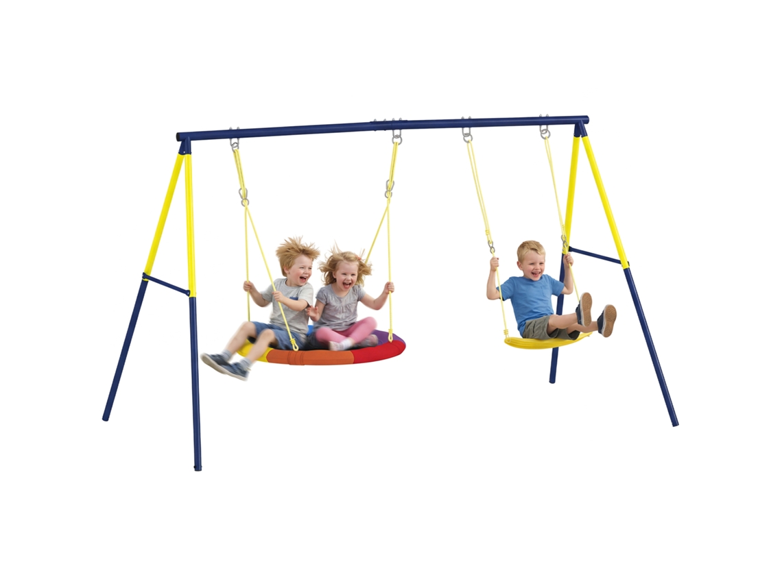 Columpio De Acero Con Cuerda Ajustable, Capacidad De Carga De 150 Kg, Apto Para Niños De 3 A 8 Años, Multicolor.
