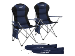 2x Sillas plegables de camping azul asientos de pesca con portavasos y bolsa HAUKI