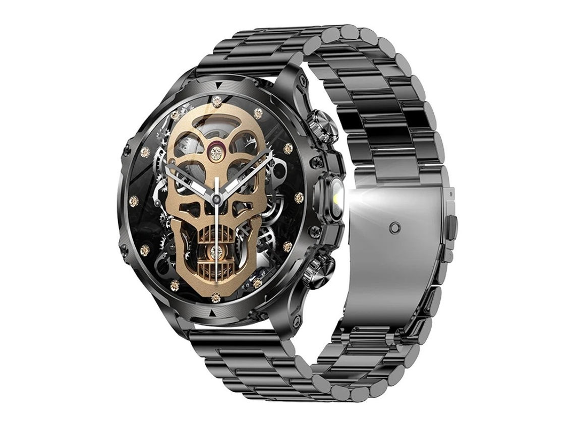 Smartwatch Ak75 Linterna Bluetooth Llamadas Batería De Larga Duración Para Uso Externo Yizhood (negro)