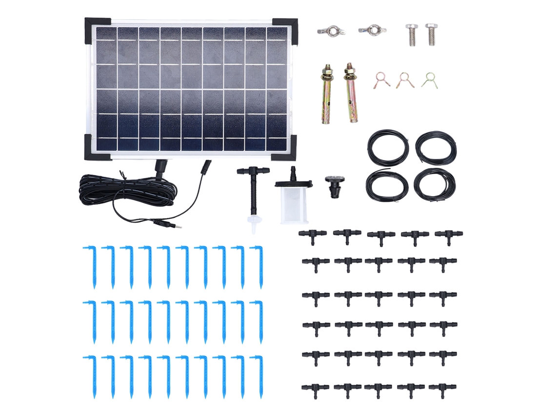Sistema de riego solar automático Primerox con 10 modos de temporizador, 9V 5W, IP65 para plantas.