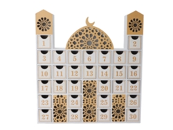 Calendario de cuenta regresiva de madera con luz LED para el Ramadán y el Eid.